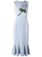 Dolce & Gabbana Hydrangea Embroidered Midi Dress - Blue