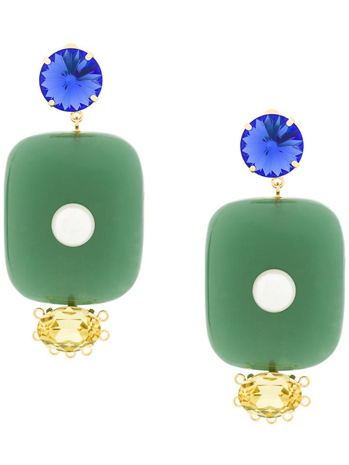Marni Oversized Pendant Earrings - Green