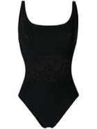 Ermanno Scervino Openwork Embroidered Trim One-piece - Black