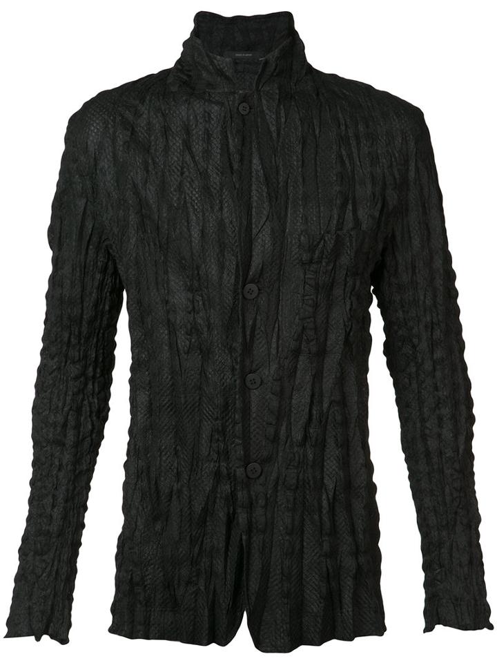 Issey Miyake High Neck Slim-fit Shirt, Men's, Size: 3, Black, Polyester