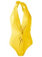 Martha Medeiros Halterneck Swimsuit, Women's, Size: P, Yellow/orange, Polyamide/spandex/elastane