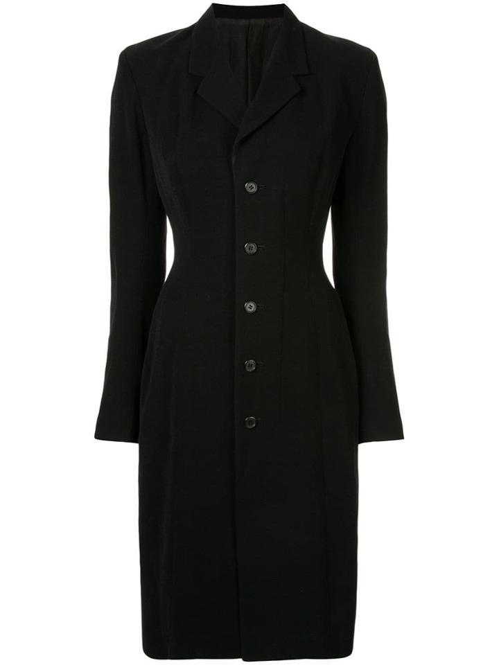 Yohji Yamamoto Vintage Slim Midi Coat - Black