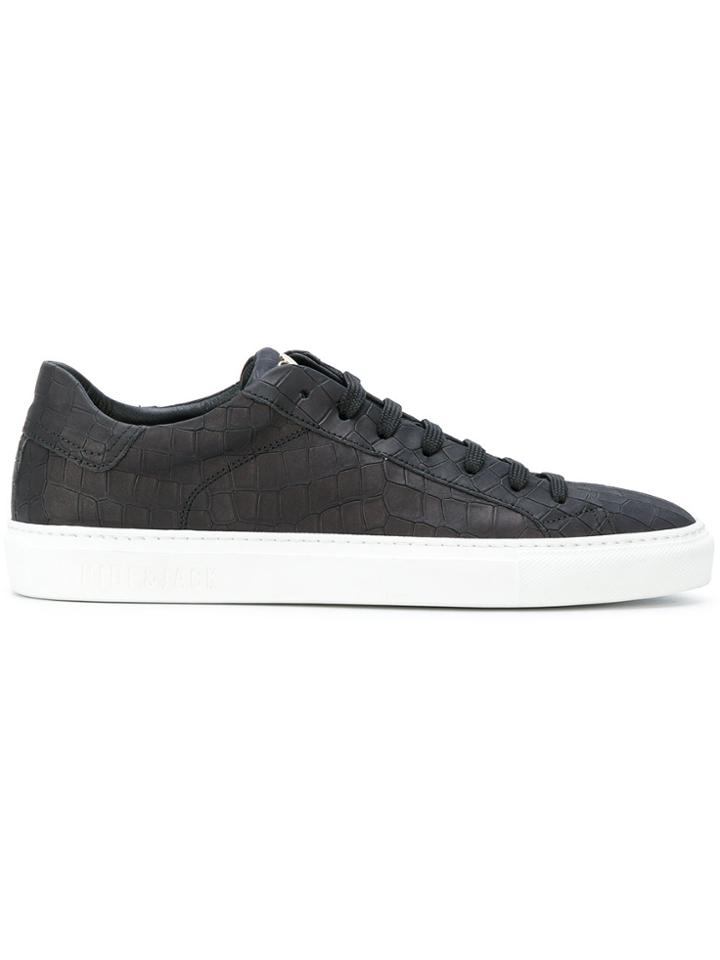 Hide & Jack Textured Lace-up Sneakers - Black