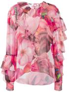 Msgm Floral Ruffled Blouse - Pink