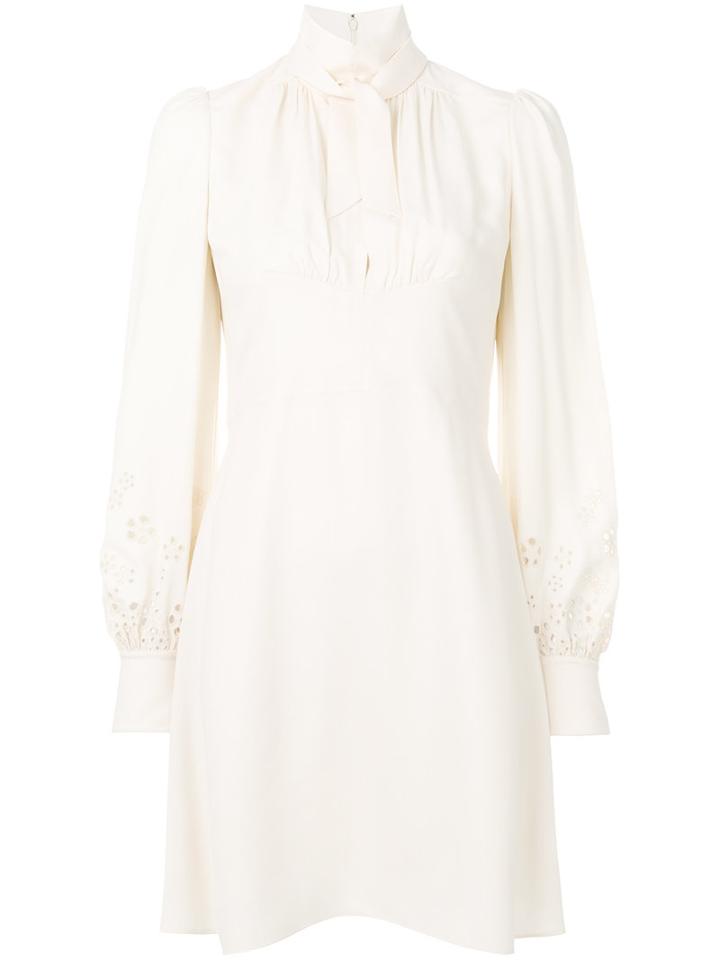 Chloé - High Collar Dress - Women - Silk/cotton/acetate/viscose - 40, Nude/neutrals, Silk/cotton/acetate/viscose