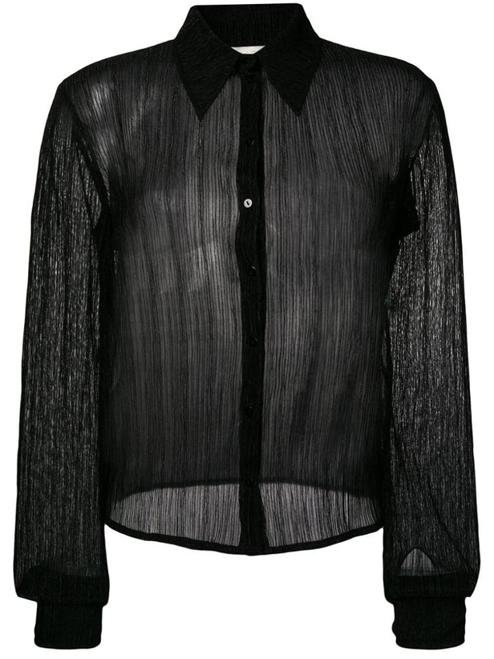Amen Crinkled Sheer Shirt - Black