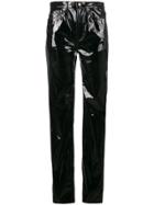 Saint Laurent Mid-rise Boyfriend Slim Vinyl Jeans - Black