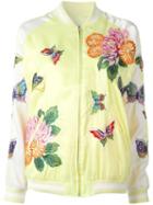 P.a.r.o.s.h. Butterfly Decal Bomber Jacket, Women's, Size: Xs, Yellow/orange, Polyester