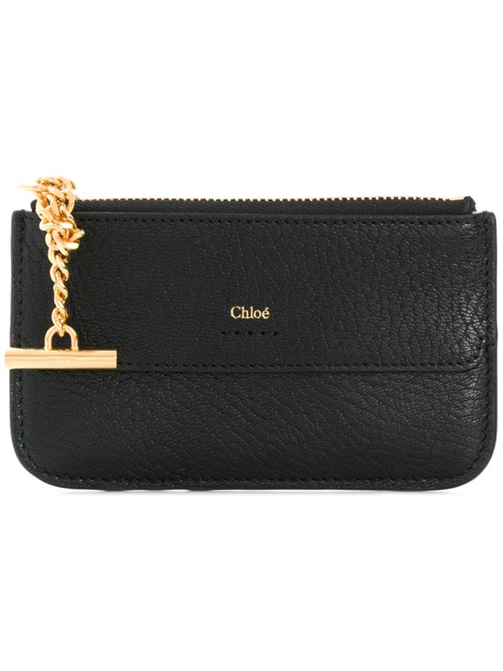 Chloé Top Zip Card Holder - Black