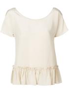 Twin-set Flared Frill-trim Blouse - Nude & Neutrals