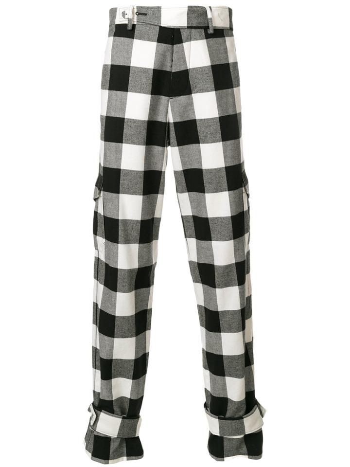 Jw Anderson Gingham Check Cargo Trousers - White