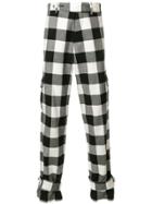 Jw Anderson Gingham Check Cargo Trousers - White
