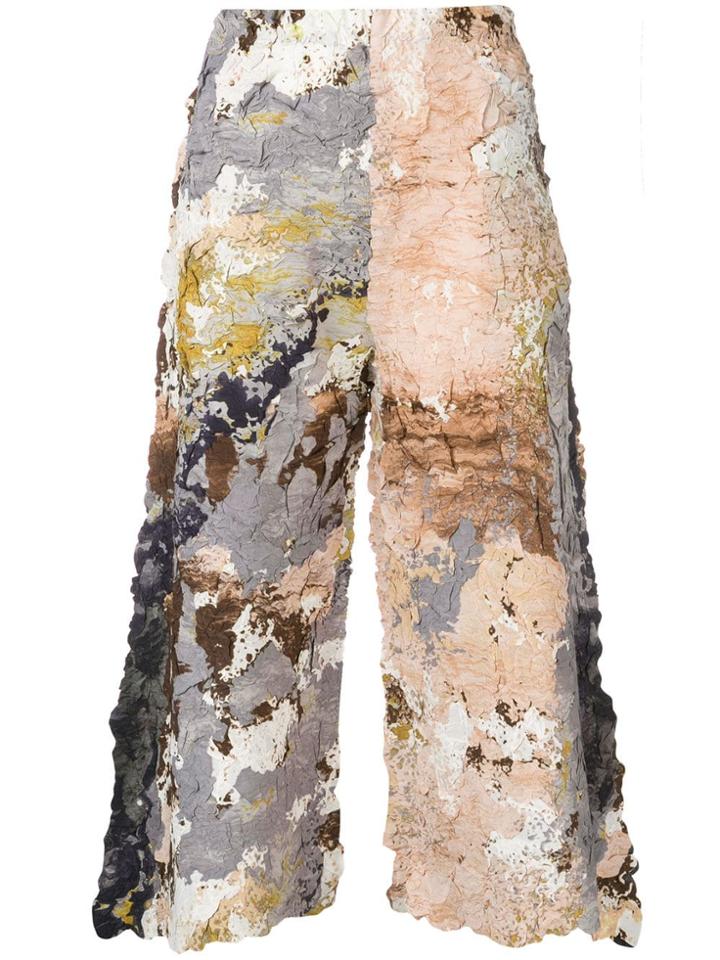 Issey Miyake Cropped Painted Trousers - Neutrals