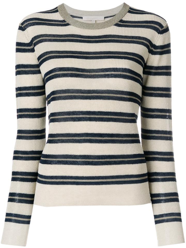 Vanessa Bruno Striped Cropped Sweater - Nude & Neutrals