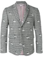 Thom Browne Duck Embroidery Gun Club Sport Coat - Grey