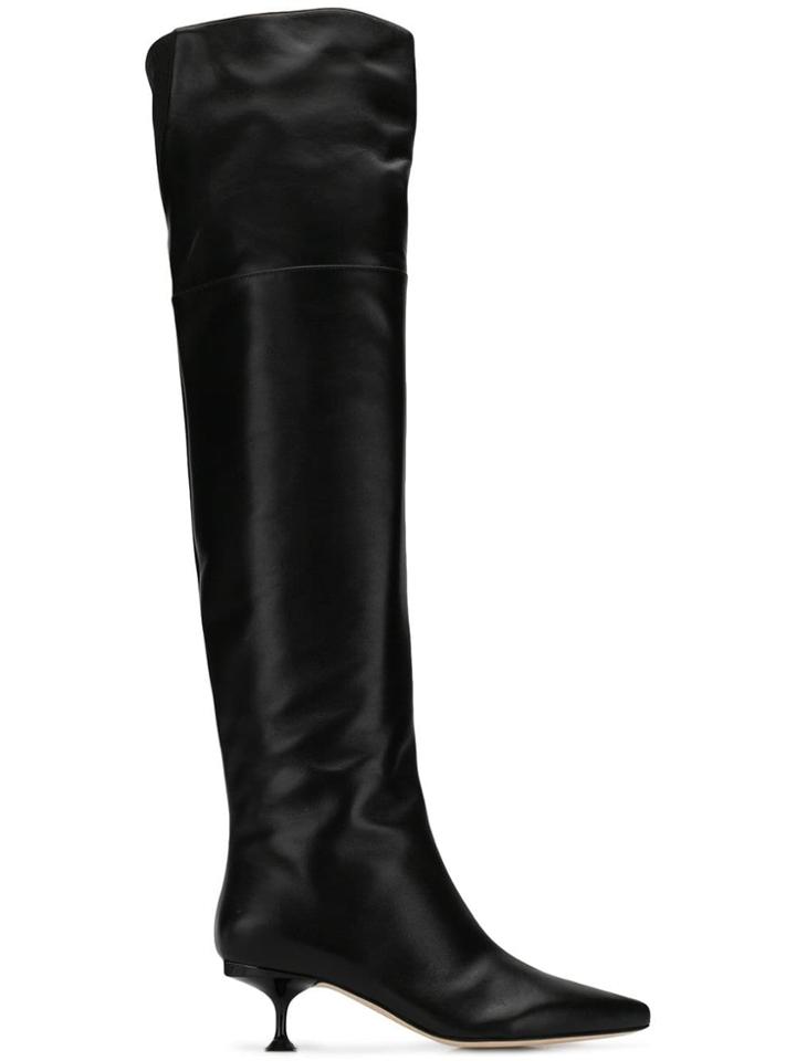 Sergio Rossi Kitten Heel Boots - Black