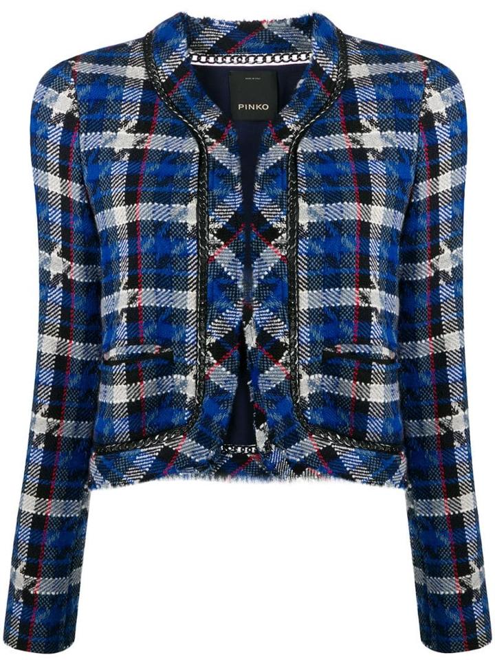 Pinko Cropped Tweed Jacket - Blue