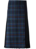 Cédric Charlier Pleat Back Plaid Skirt, Women's, Size: 42, Black, Virgin Wool/other Fibers