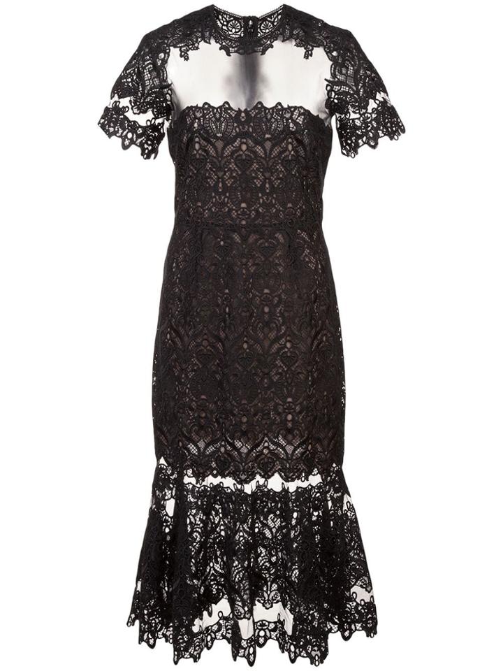 Jonathan Simkhai Guipure Lace Sheer Ruffle Dress - Black