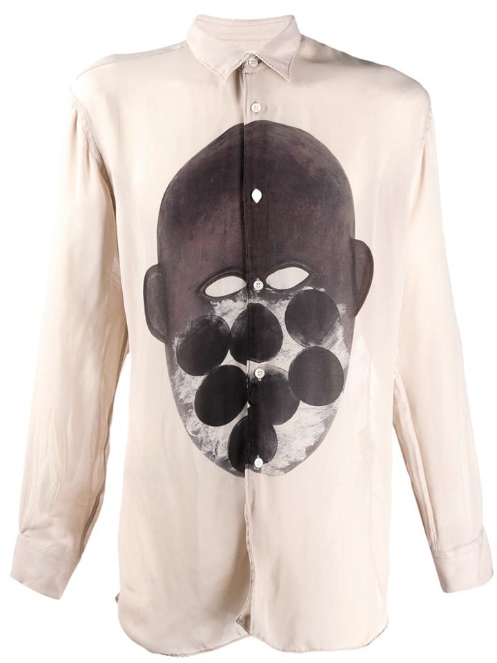 Comme Des Garçons Shirt Graphic Logo Print Shirt - Neutrals