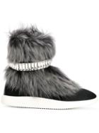 Giuseppe Zanotti Marley Fur And Crystal Hi-top Sneakers - Black