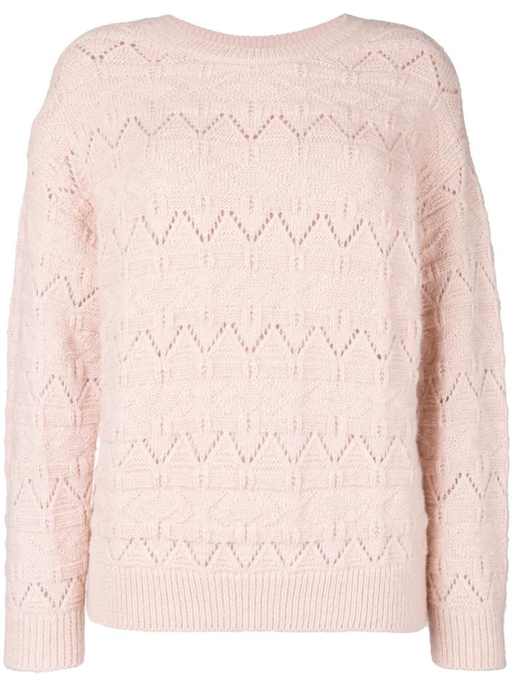 Closed Open Knit Sweater - Pink & Purple