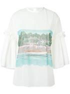 Marco De Vincenzo Beach Print Sheer Blouse - White