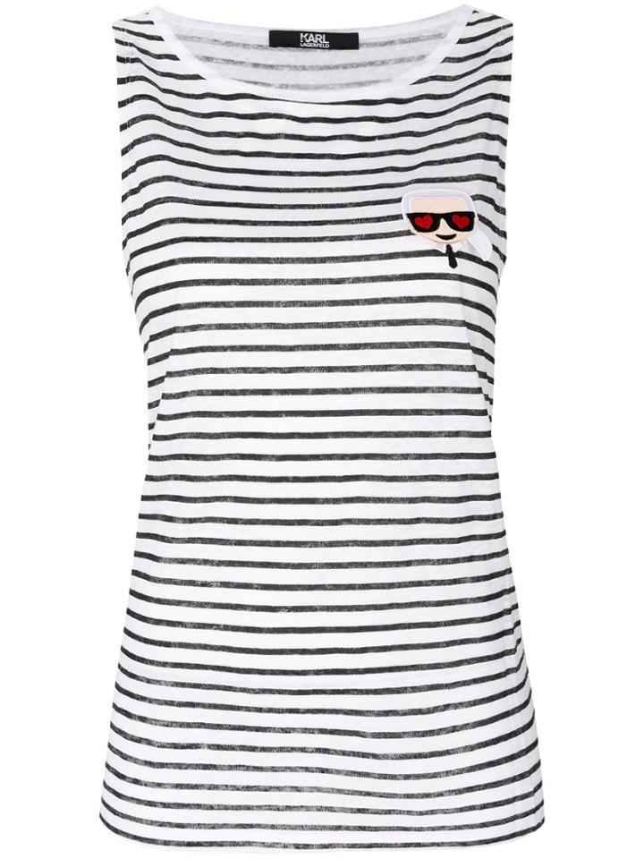 Karl Lagerfeld Karl Love Striped Linen Tank - White