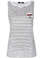 Karl Lagerfeld Karl Love Striped Linen Tank - White