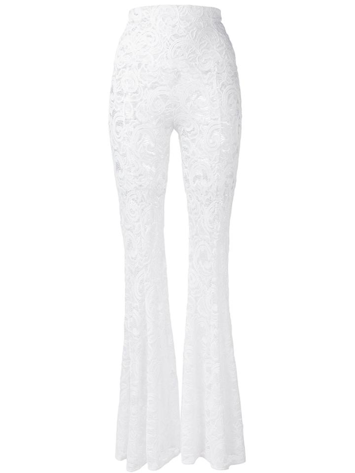 Norma Kamali Lace Flared Trousers - White