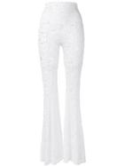Norma Kamali Lace Flared Trousers - White