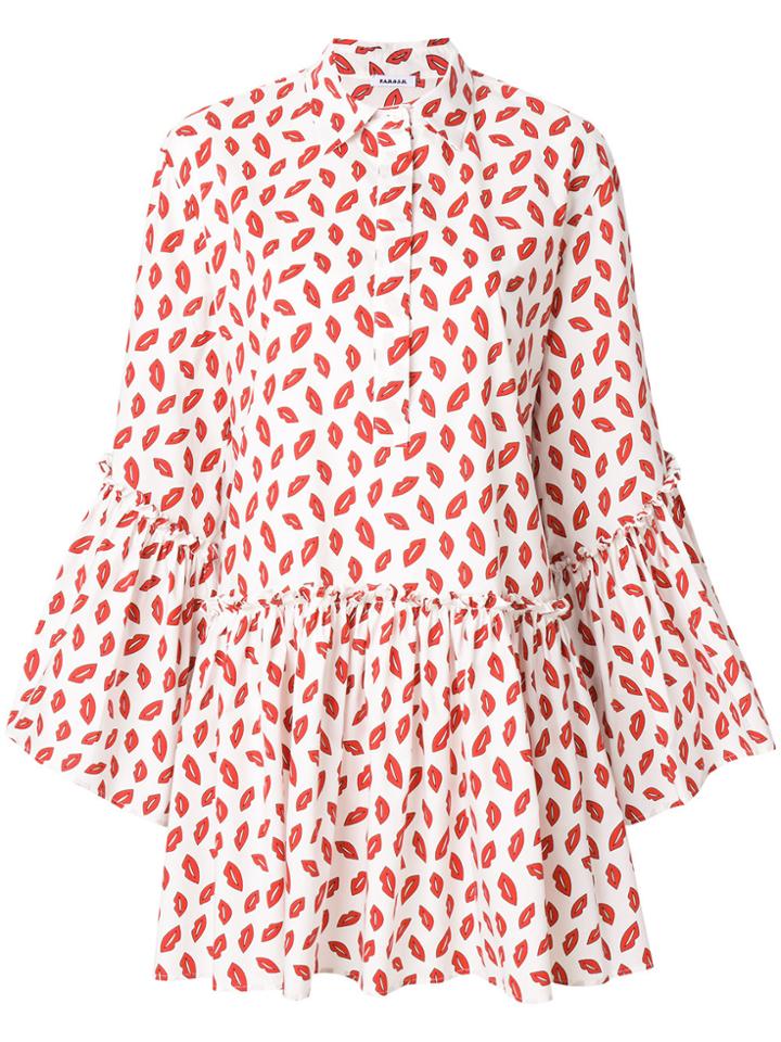 P.a.r.o.s.h. Lips Print Shirt Dress - White