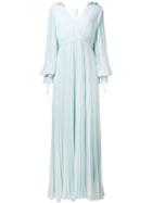 Self-portrait Pleated Evening Gown - Blue