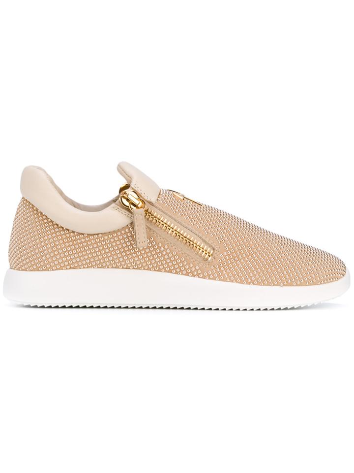 Giuseppe Zanotti Design Studded Slip On Sneakers - Nude & Neutrals