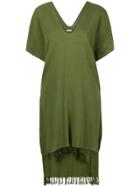 Caravana Jute Fringed Poncho Dress - Green
