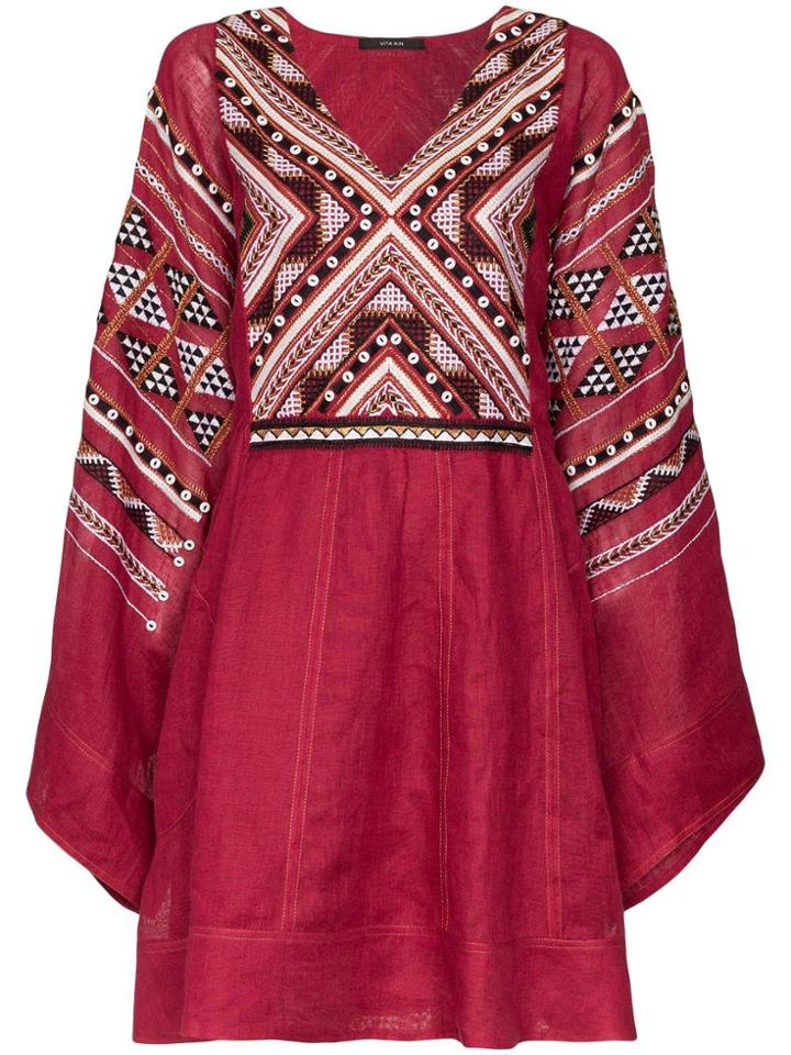 Vita Kin V-neck Embroidered Linen Mini Dress - Unavailable