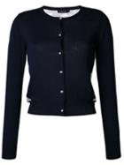 Loveless - Lace Back Cardigan - Women - Cotton/rayon - 36, Black, Cotton/rayon