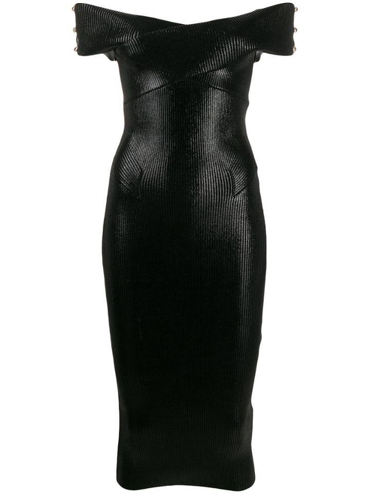 Versace Jeans Couture Fitted Off-shoulder Midi-dress - Black