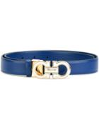 Salvatore Ferragamo Double Gancio Belt, Women's, Size: 75, Blue, Calf Leather