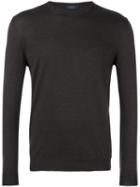 Zanone Crew Neck Sweater, Men's, Size: 50, Brown, Polyamide/virgin Wool