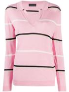 Cashmere In Love Striped Polo Shirt - Pink