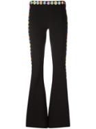 Moschino Mirror Embroidered Flared Trousers, Women's, Size: 40, Black, Triacetate/polyester