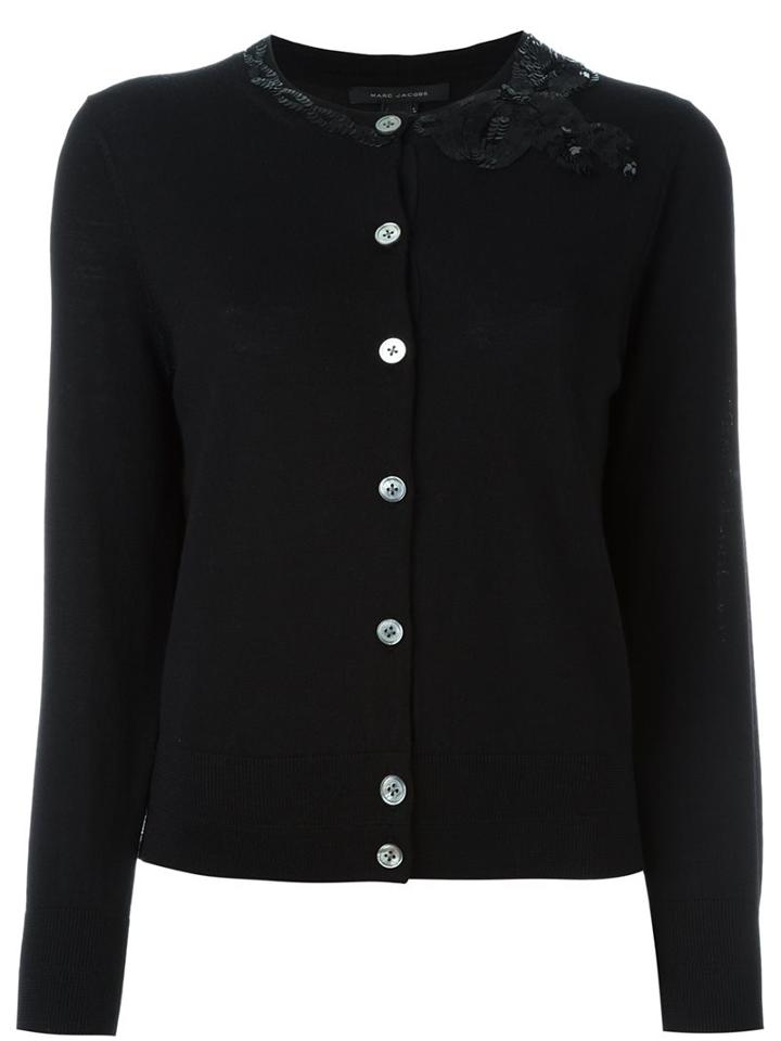 Marc Jacobs Sequinned Bow Cardigan, Women's, Size: Medium, Black, Wool
