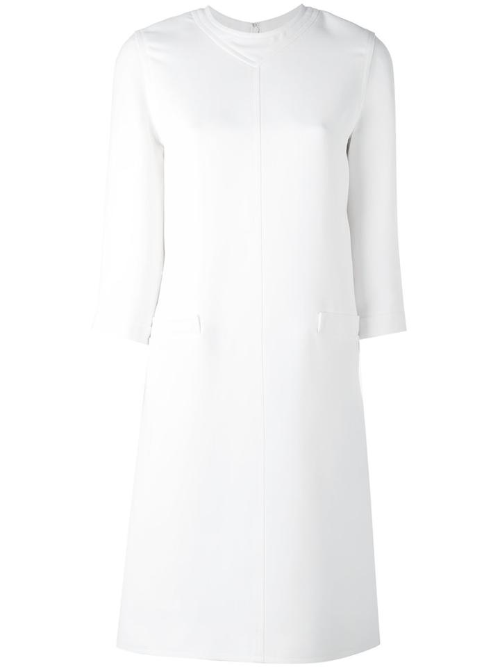 Round Neck Midi Dress - Women - Silk/polyester/wool - 38, White, Silk/polyester/wool, Courrèges