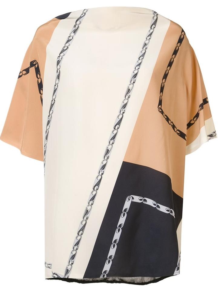 Loewe Boxy Shortsleeved Blouse, Women's, Beige, Silk