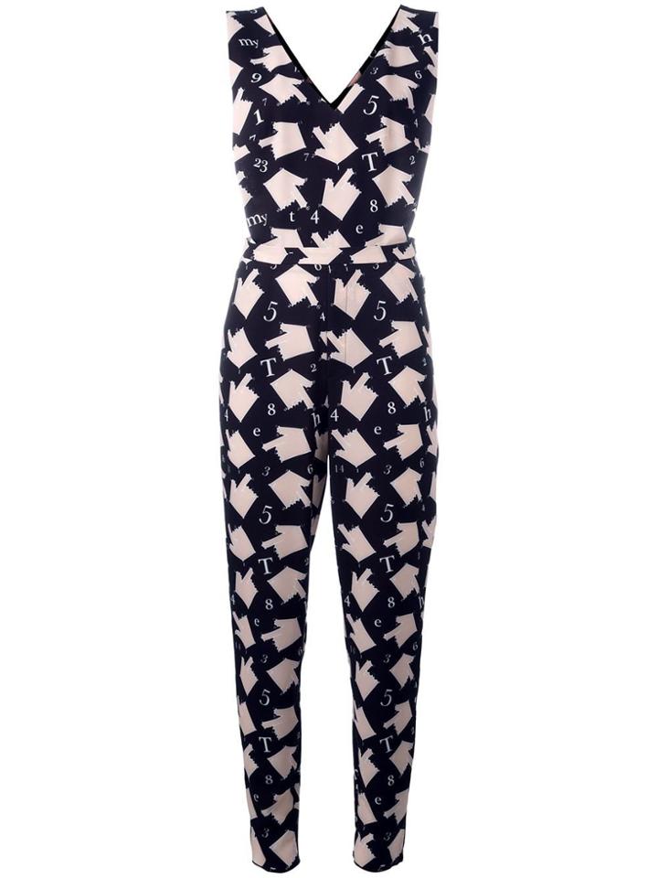 Au Jour Le Jour Hand Print Jumpsuit - Black
