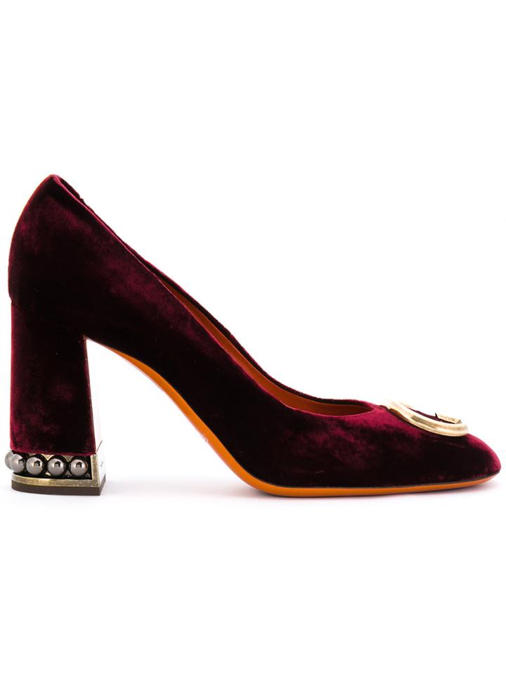Santoni Stud Embellished Pumps - Red