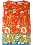 Tory Burch - Bright Floral Shift Top - Women - Cotton/spandex/elastane - 2, Yellow/orange, Cotton/spandex/elastane