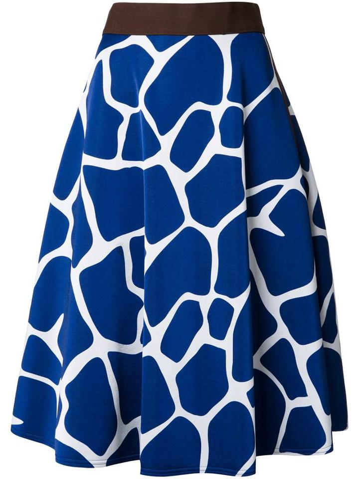 Kolor Giraffe Print Skirt, Women's, Size: 3, Blue, Polyester