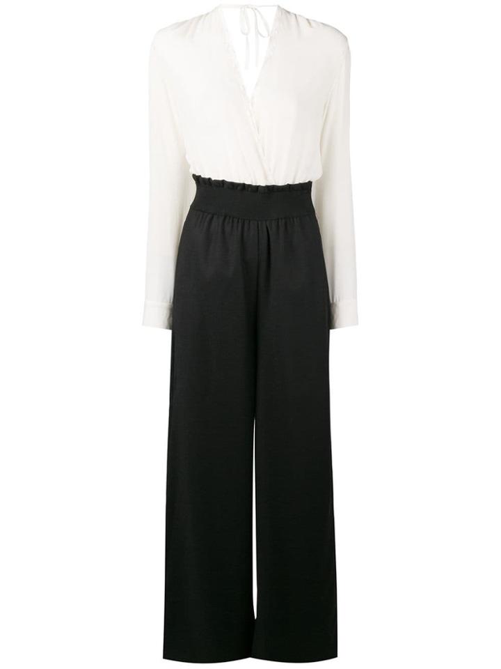 Semicouture Contrast Wide Leg Jumpsuit - Black